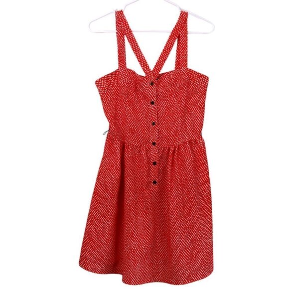 EUC A Byer Summer Dress Size Medium Red with Animal print type polka dots - Picture 1 of 10